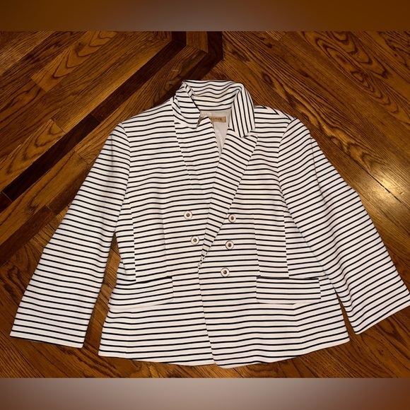 Nipon Boutique Black and White Striped Jacket Size 14 - Picture 1 of 11